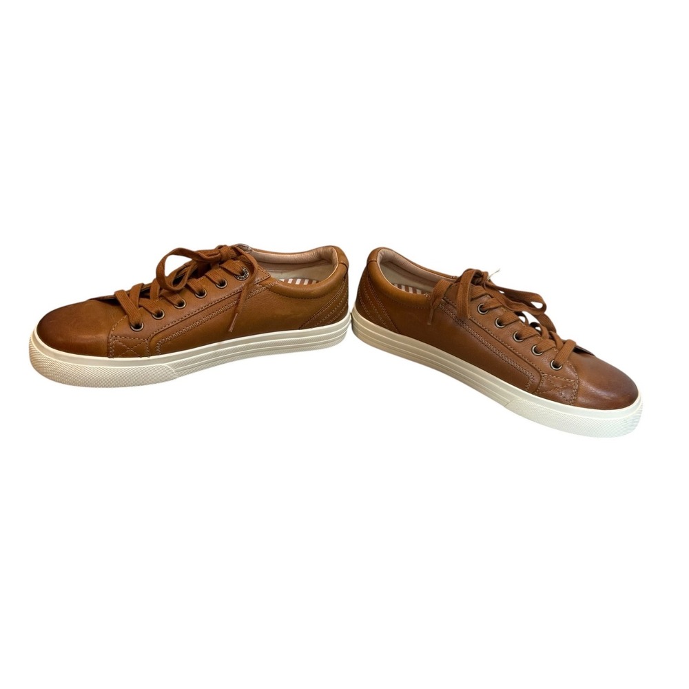 Taos Plim Soul Lux Cognac Brown Leather Low Top Sneakers Women Size 9 - Picture 8 of 9